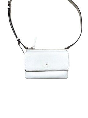Kate Spade Women's Crossbody Bag Minimalist Designer Ivory Karlee Flap Leather
